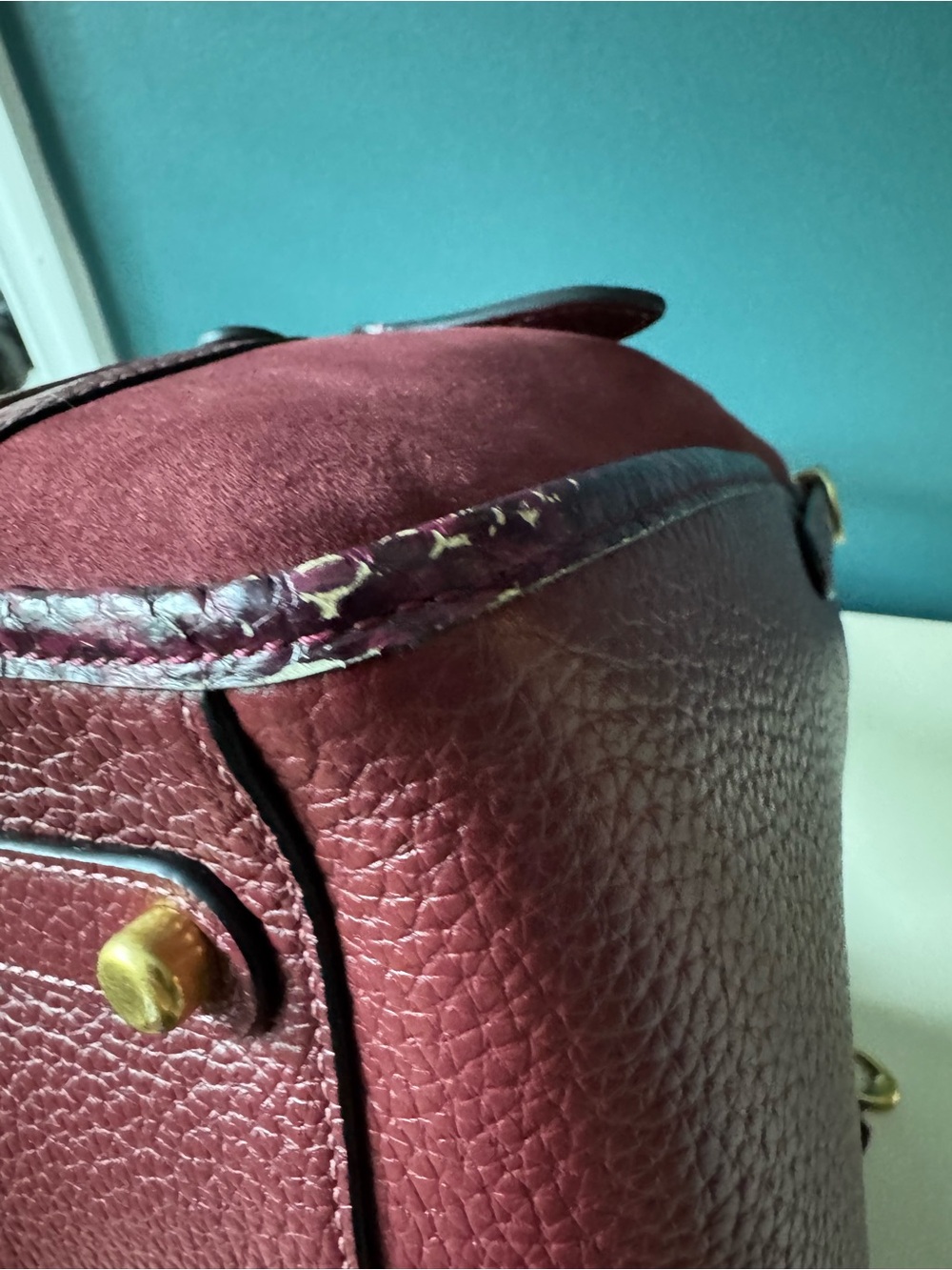 Coach Lori Merlot with snakeskin trim - Picture 11 of 12